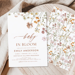 Invitation Fleur sauvage Baby in Bloom Baby shower Terracotta