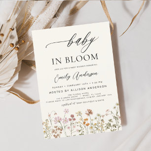Invitation Fleur sauvage Baby in Bloom Baby shower Terracotta