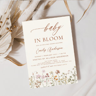 Invitation Fleur sauvage Baby in Bloom Baby shower Terracotta