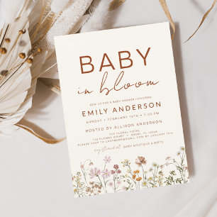 Invitation Fleur sauvage Baby in Bloom Baby shower Terracotta