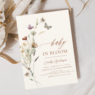 Invitation Fleur sauvage Baby in Bloom Baby shower Terracotta