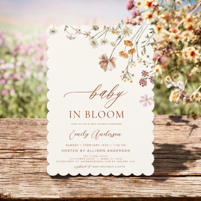 Invitation Fleur sauvage Baby in Bloom Baby shower Terracotta (Créateur téléchargé)