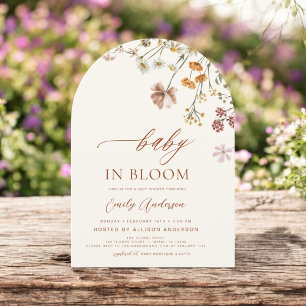 Invitation Fleur sauvage Baby in Bloom Baby shower Terracotta