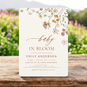 Invitation Fleur sauvage Baby in Bloom Baby shower Terracotta