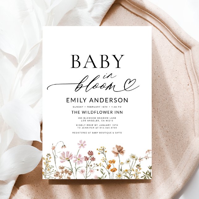 Invitation Fleur sauvage Baby in Bloom Boho Baby shower (Créateur téléchargé)