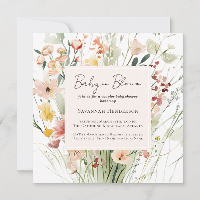 Invitation Fleur sauvage Baby in Bloom Couples Baby shower (Devant)