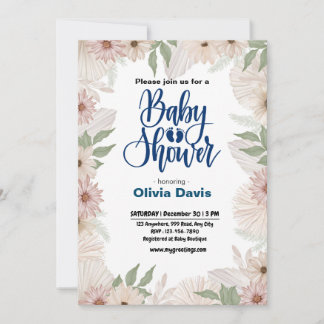 Invitation fleur sauvage Baby shower