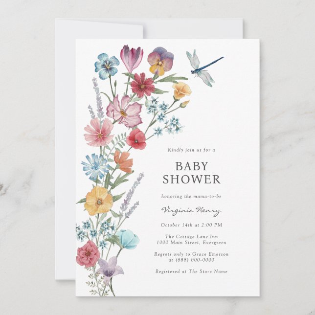 Invitation fleur sauvage Baby shower (Devant)