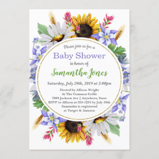 Invitation fleur sauvage Baby shower