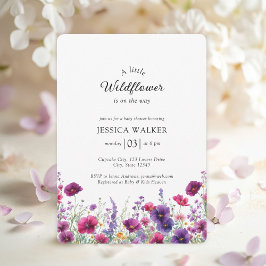 Invitation Fleur sauvage, Baby shower à fleurs violettes