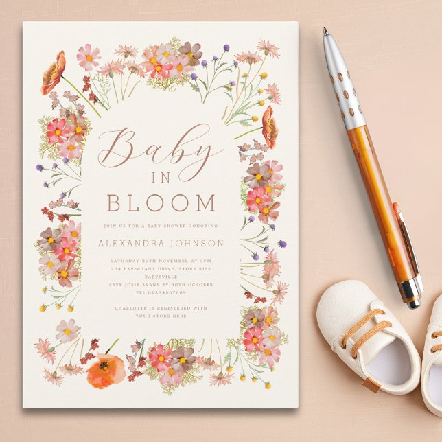 Invitation Fleur sauvage Baby shower d'automne neutre selon l (Baby in bloom gender neutral fall baby shower)