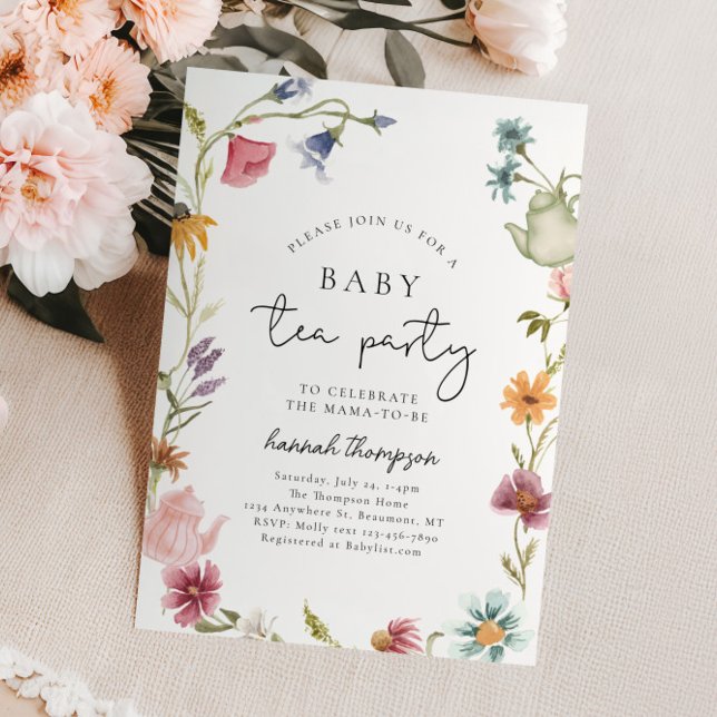 Invitation fleur sauvage Baby shower de thé (Créateur téléchargé)