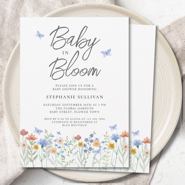 Invitation Fleur sauvage bébé dans le Baby shower en fleurs (Créateur téléchargé)