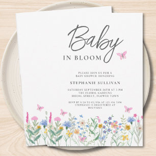 Invitation Fleur sauvage bébé dans le Baby shower en fleurs