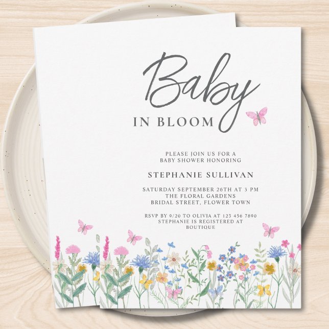 Invitation Fleur sauvage bébé dans le Baby shower en fleurs (Créateur téléchargé)