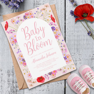 Invitation Fleur sauvage bébé en fleur Baby shower fille