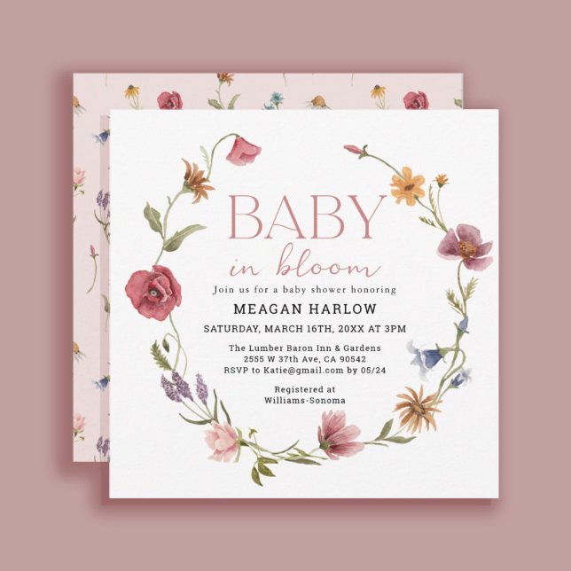 Invitation Fleur sauvage Bébé En Fleur Baby shower Fille (Créateur téléchargé)