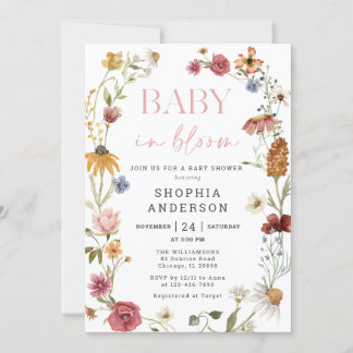 Invitation Fleur sauvage Bébé En Fleur Baby shower Fille