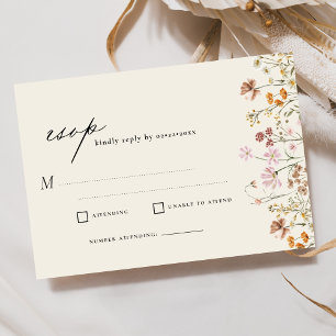 Invitation Fleur sauvage Beige Boho Jardin Mariage RSVP