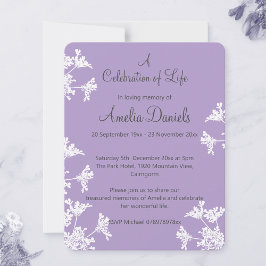 Invitation Fleur sauvage blanc Célébration de la vie Faire-pa