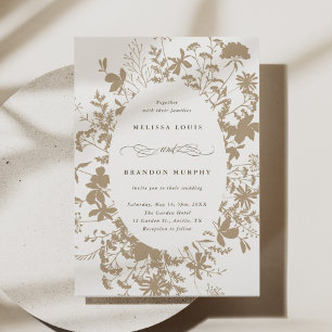 Invitation Fleur sauvage blanc Tan Mariage Silhouette