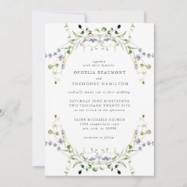Invitation Fleur sauvage Bleu Aquarelle Mariage élégant
