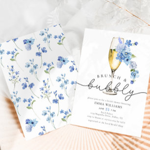 Invitation Fleur sauvage bleu Dusty Brunch Fête des mariées B