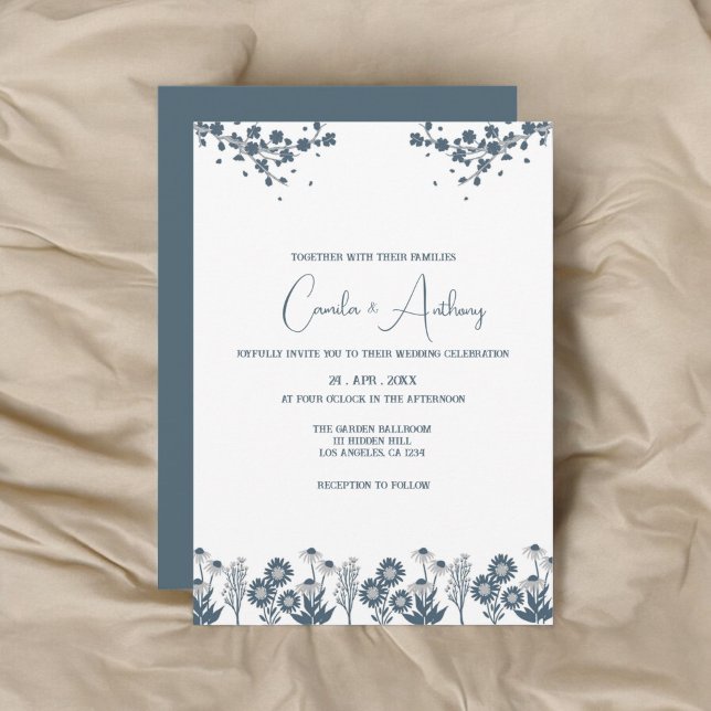Invitation Fleur sauvage bleu Floral Boho Mariage (Créateur téléchargé)