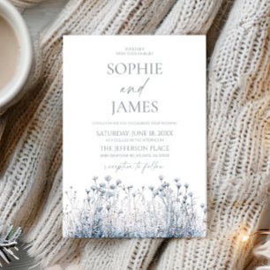 Invitation Fleur sauvage bleu hiver gelé Mariage de fleurs sa