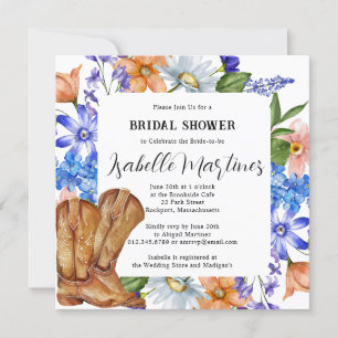 Invitation Fleur sauvage bleu violet rose Fête des mariées fl