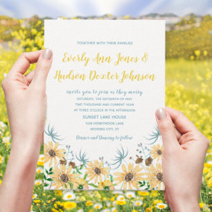 Invitation Fleur sauvage Bloom Elegance Mariage bleu jaune