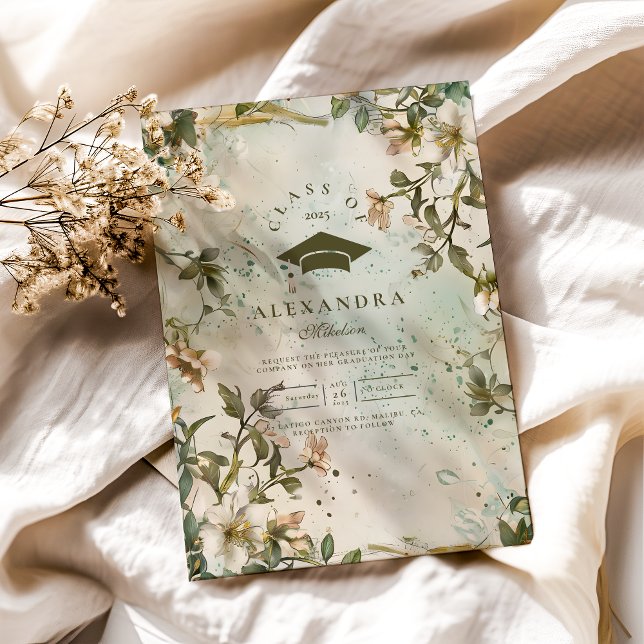 Invitation Fleur sauvage Bloom Graduation Party (Créateur téléchargé)