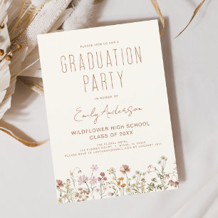 Invitation Fleur sauvage Bloom Graduation Party Boho