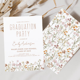 Invitation Fleur sauvage Bloom Graduation Party Boho