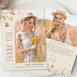 Invitation Fleur sauvage Bloom Graduation Photo Merci