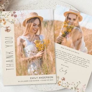 Invitation Fleur sauvage Bloom Graduation Photo Merci