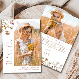 Invitation Fleur sauvage Bloom Graduation Photo Merci