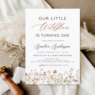 Invitation Fleur sauvage Boho 1er Jardin d'anniversaire