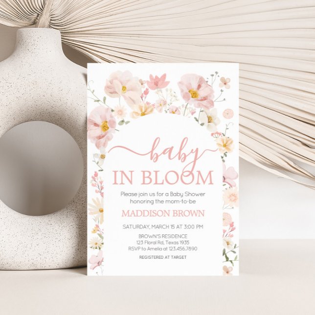 Invitation Fleur sauvage Boho Arch Baby dans le Baby shower d (Baby in Bloom Wildflower Baby Shower Invitation
)