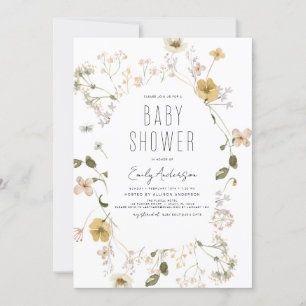 Invitation Fleur sauvage Boho Baby shower élégant moderne