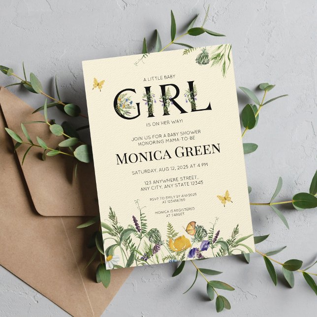 Invitation Fleur sauvage Boho Baby shower fille (Créateur téléchargé)