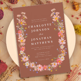 Invitation Fleur sauvage Boho Burnt Orange Mariage de automne