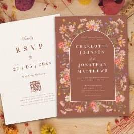 Invitation Fleur sauvage Boho Chic Arch Terracotta Mariage de