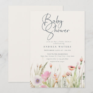 Invitation Fleur sauvage Boho Chic Baby shower