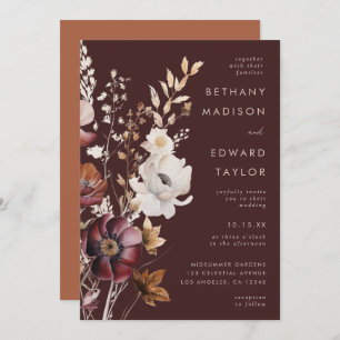 Invitation Fleur sauvage Boho Fall Mariage Brown