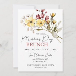 Invitation Fleur sauvage Boho Floral Fête des Mères Brunch