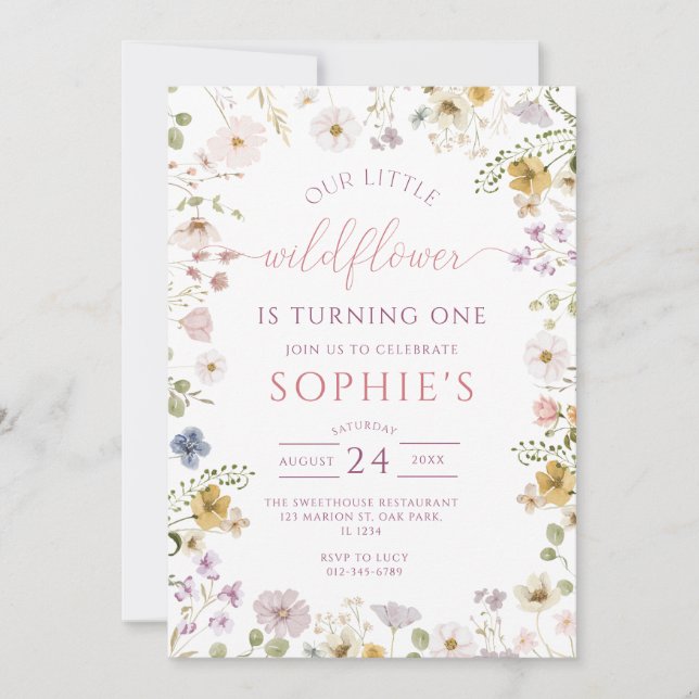 Invitation Fleur sauvage Boho Garden Floral Anniversaire (Devant)