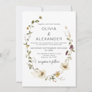 Invitation Fleur sauvage Boho jardin fleuri Wreath