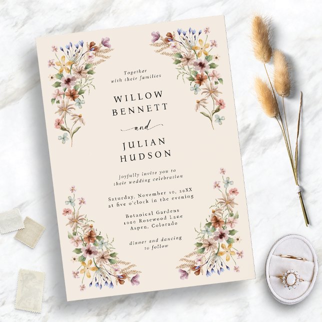 Invitation Fleur sauvage Boho Mariage (Wildflower Boho Wedding Invitation
)