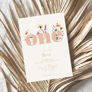 Invitation Fleur sauvage Boho moderne 1er anniversaire